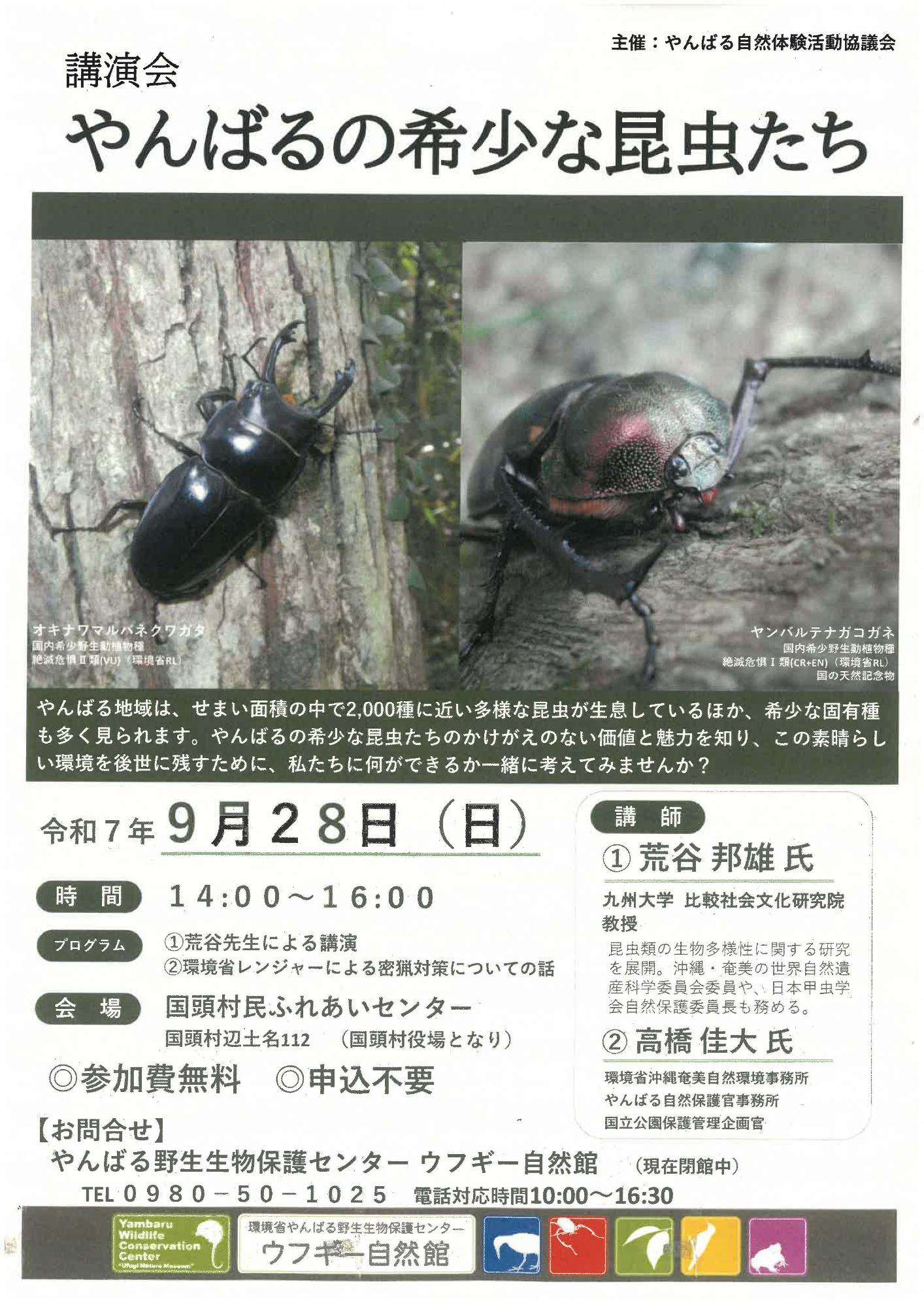 やんばる希少昆虫講演会チラシ